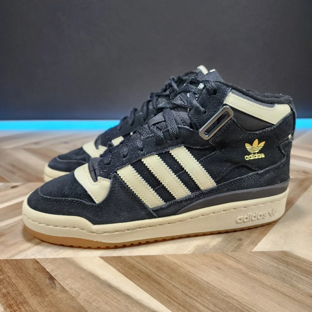 Adidas Forum Mid FZ6252 Black Cream Gum Men's Size 7 RetroBasketball Sneakers